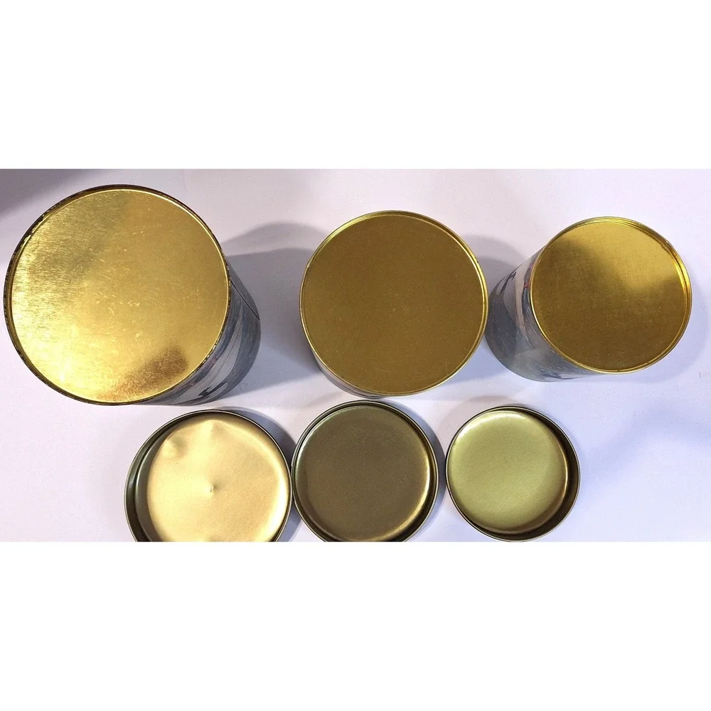Vintage Geese with Blue Bows Nesting Canister Tin Set 3 Piece Cottagecore Decor